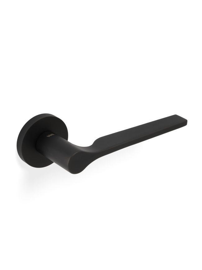 Valli Carmen Lever on Round Rosette - Matt Black PVD