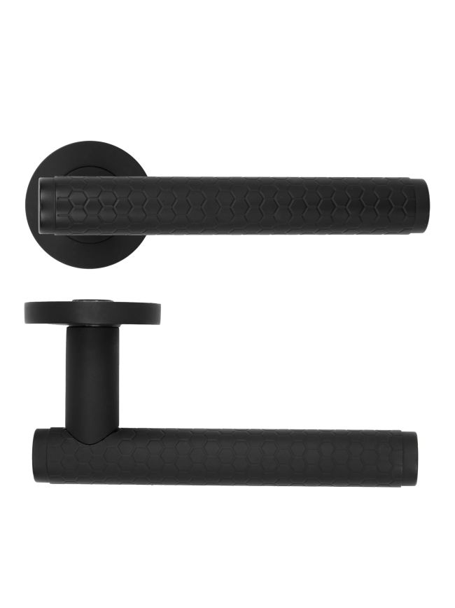 Zoo Hardware Favo Lever On Round Rose - Oscuro Matt Black