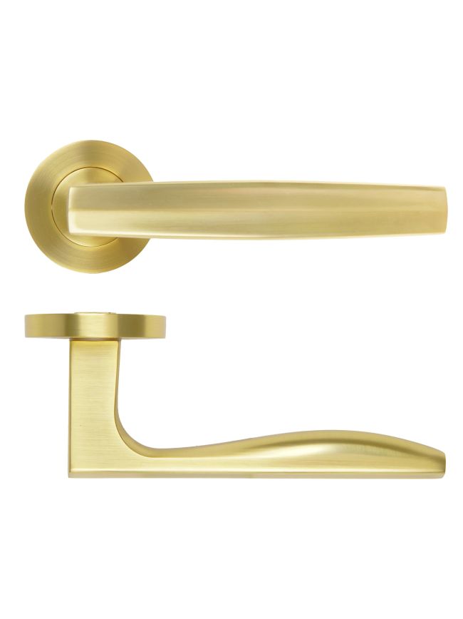 Zoo Hardware Appenine Lever On Round Rose - Satin Brass