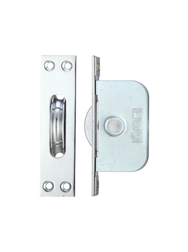 Zoo Hardware Brass Ball Bearing Pulleys - 2 1/4" Square Forend - Polished Chrome