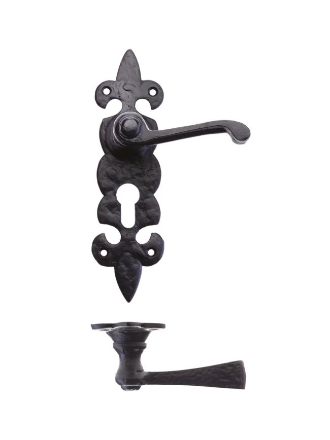 Zoo Hardware Lever on Fleur de Lys Euro Backplate - Black