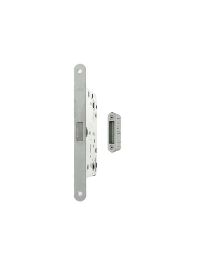 AGB Polaris 2XT Magnetic Bathroom Lock 60mm backset with strike plates for ALU doors - Satin Chrome
