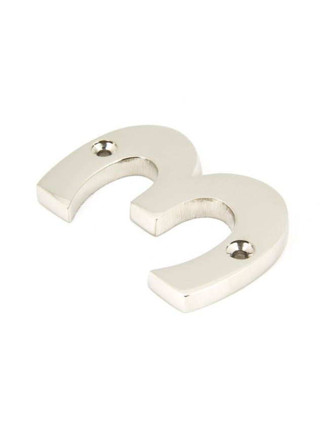 Polished Nickel Numeral 3