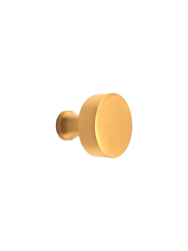 Round Cupboard Knob Satin Brass