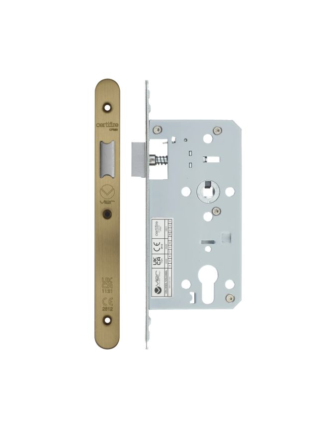 Zoo Hardware 2 Piece - DIN latch - backset 55mm - radius - Antique Brass