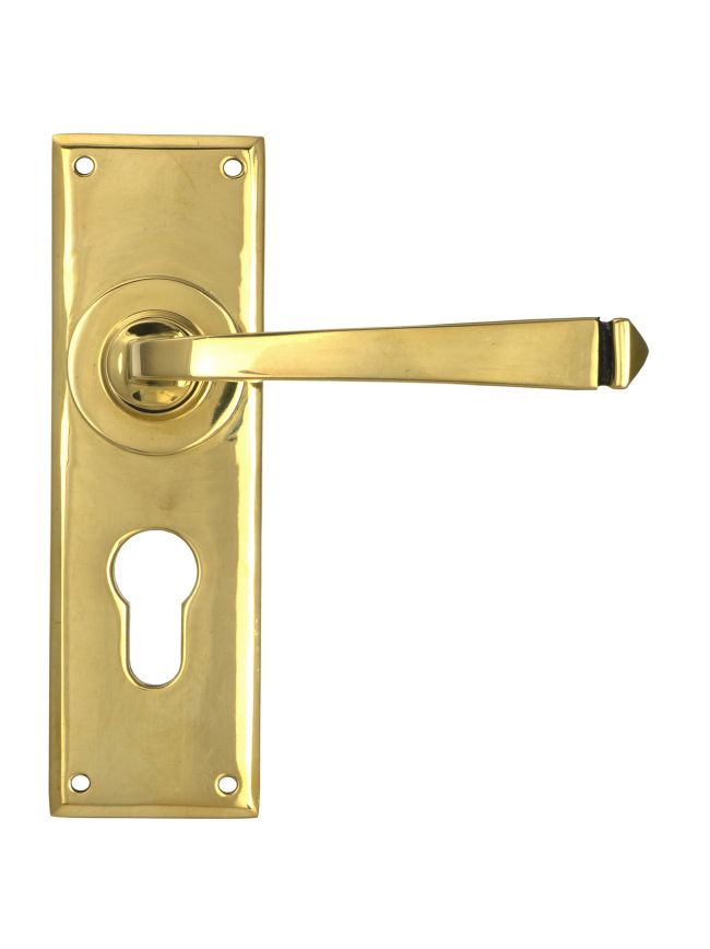Aged Brass Avon Lever Euro Lock Set
