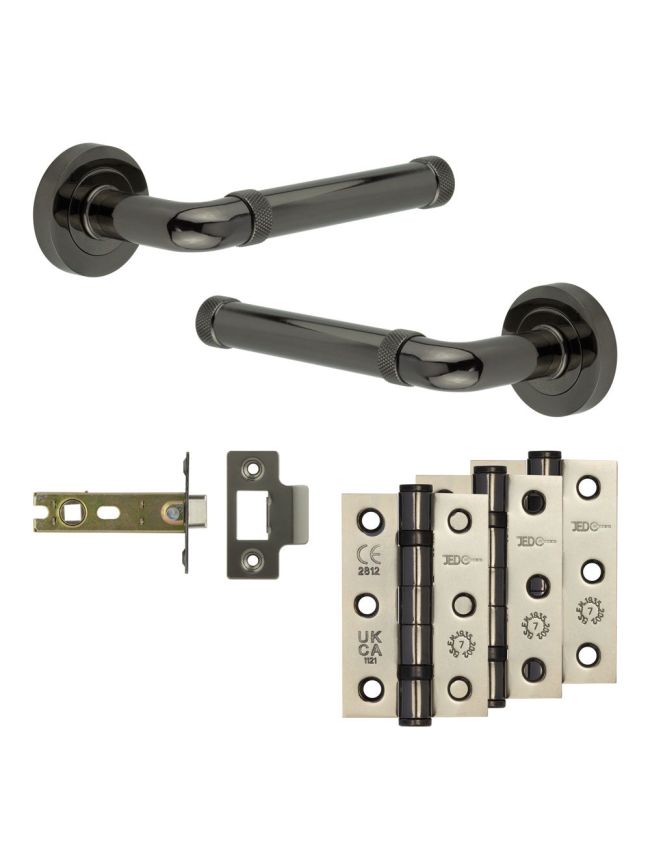 Complete Midtown Door Handle Pack - Internal Doors - Black Nickel - 76mm / 3-inch Hinges - JE-G3B-BN