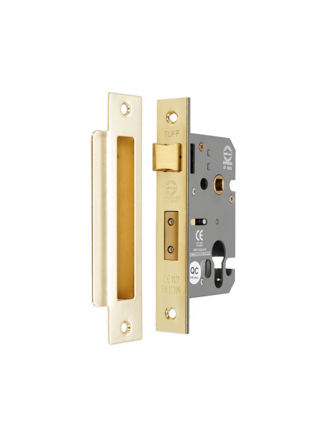 3" CE Euro Profile Mortice Sash Lock - Electro Brass
