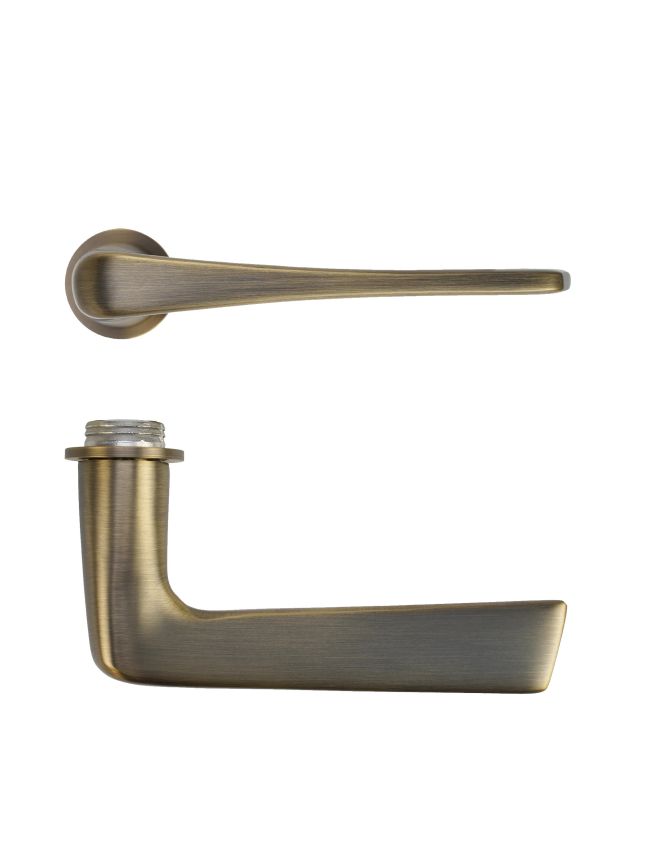 Zoo Hardware Como Lever on 32mm Round Mini Rose - Antique Brass