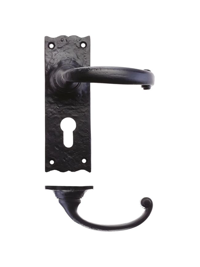 Zoo Hardware Traditional Lever on euro Backplate - 6" - Black