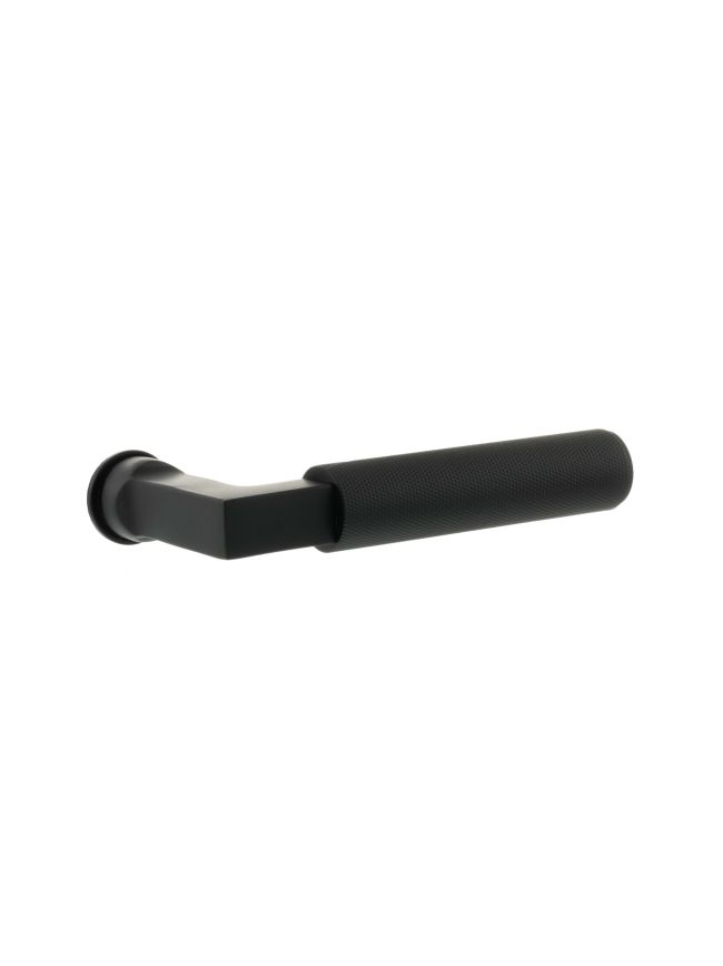 Millhouse Brass Cartwright Lever Door Handle on Concealed Round Rose - Matt Black (Pair)