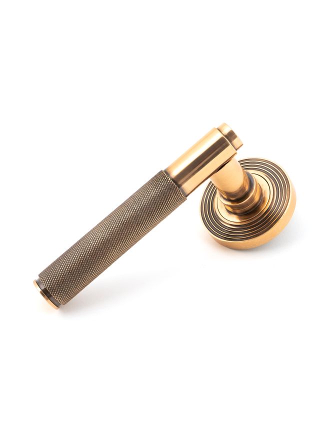 Polished Bronze Brompton Lever on Rose Set (Beehive) - Unsprung