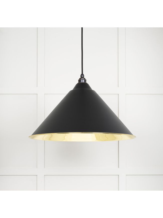 Smooth Brass Hockley Pendant in Elan Black