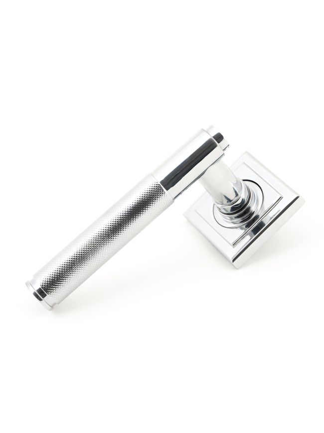 Polished Chrome Brompton Lever on Rose Set (Square) - Unsprung