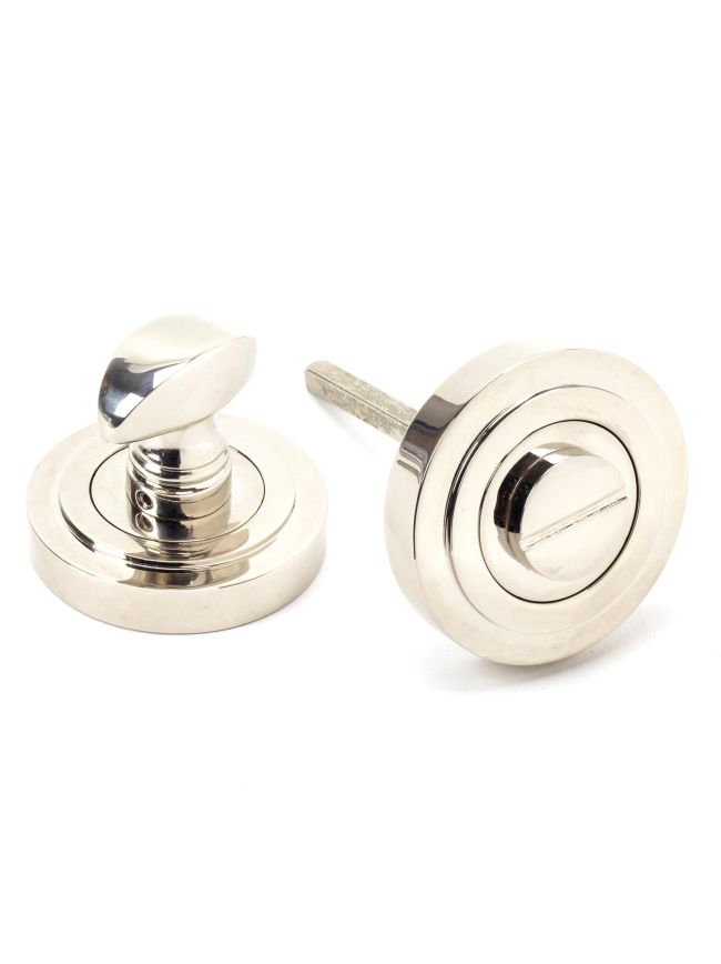 Polished Nickel Round Thumbturn Set (Art Deco)