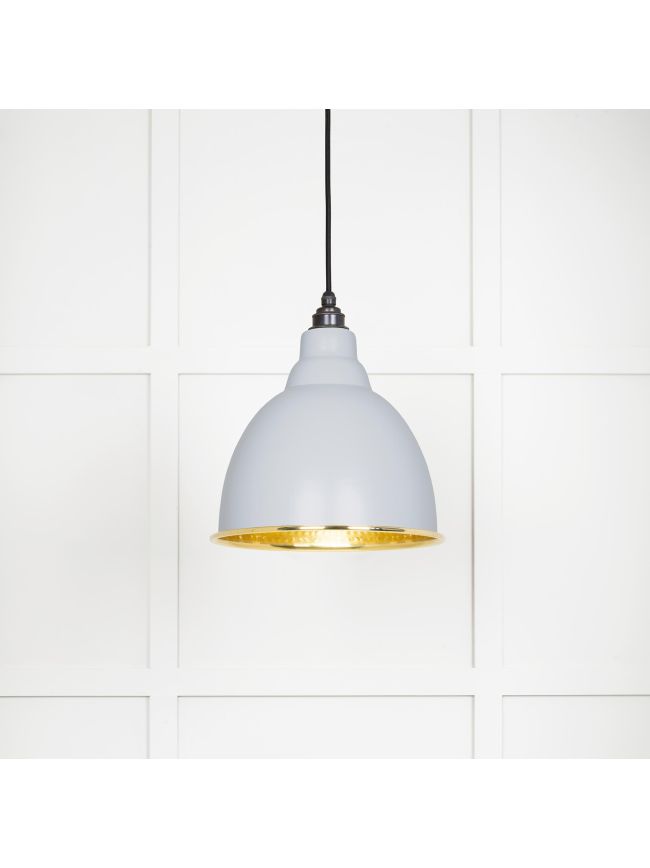 Hammered Brass Brindley Pendant in Birch