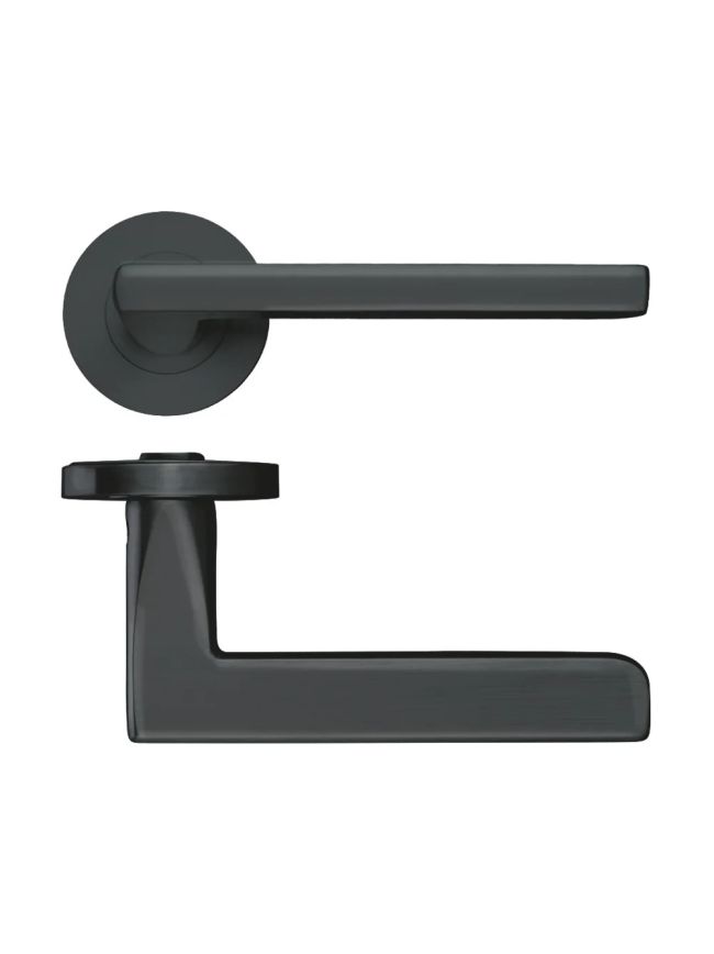 Zoo Hardware Venice lever on round rose - Oscuro Matt Black