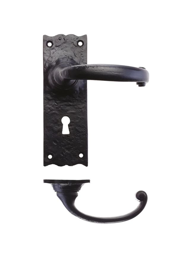 Zoo Hardware Traditional Lever on Lock Backplate - 6" - Black