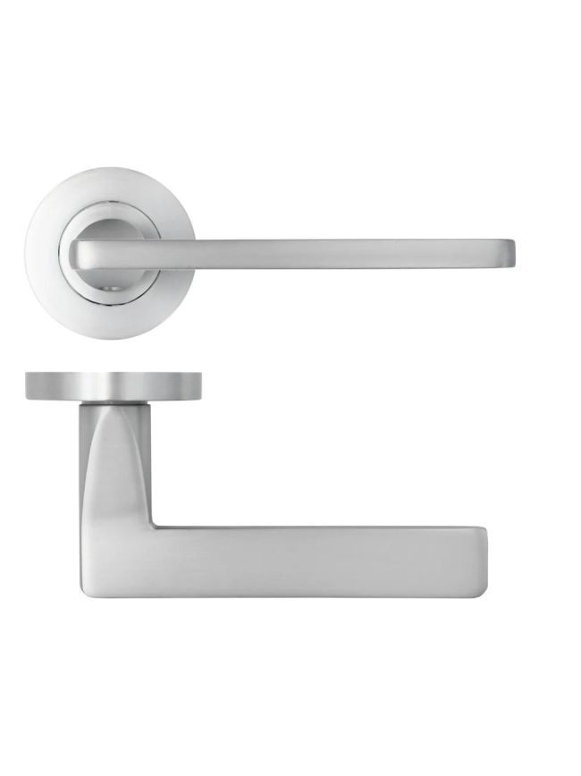 Zoo Hardware Leon lever on rose - Satin Chrome