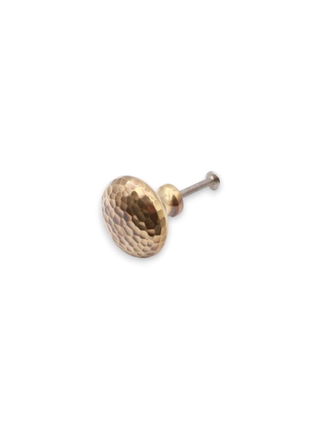 Hammered Mushroom 38mm Cupboard Knob Aged Brass