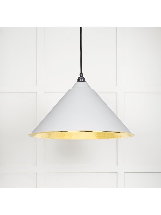 Hammered Brass Hockley Pendant in Flock
