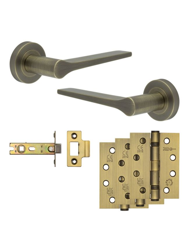Complete Gio Door Handle Pack - Internal Doors - Antique Brass - By Frelan Hardware - JE-E3A-AB