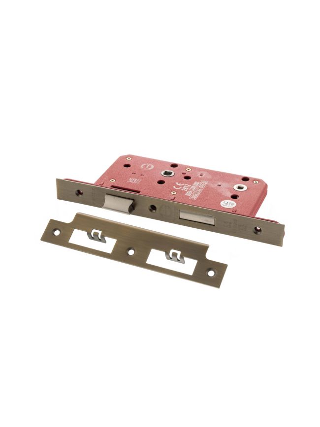 Atlantic DIN Bathroom Lock Double Turn 60mm backset - Matt Antique Brass