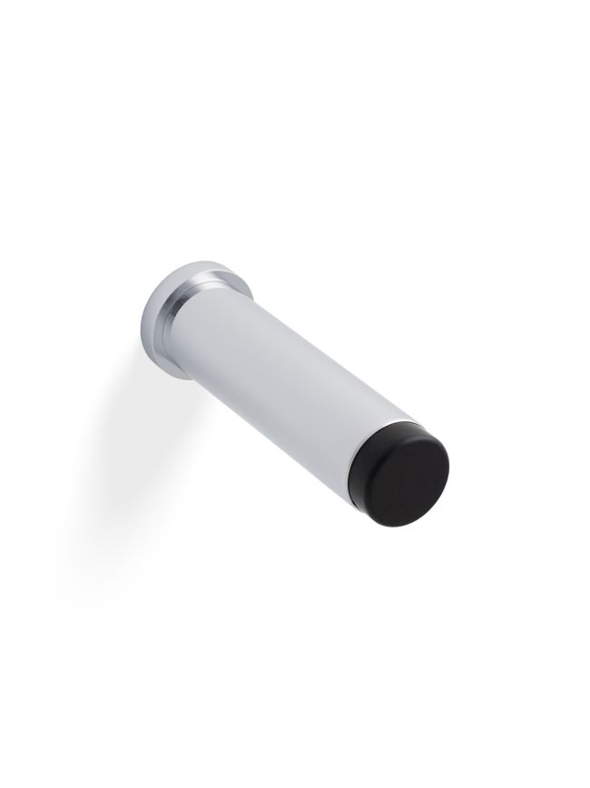 Valli 76 x 20mm - Wall Mounted Plain Doorstop on Rose - Concealed Fix - Polished Chrome PVD