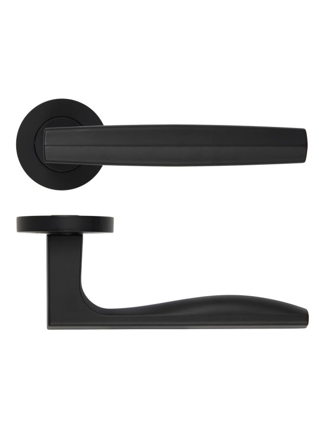 Zoo Hardware Appenine Lever On Round Rose - Oscuro Matt Black