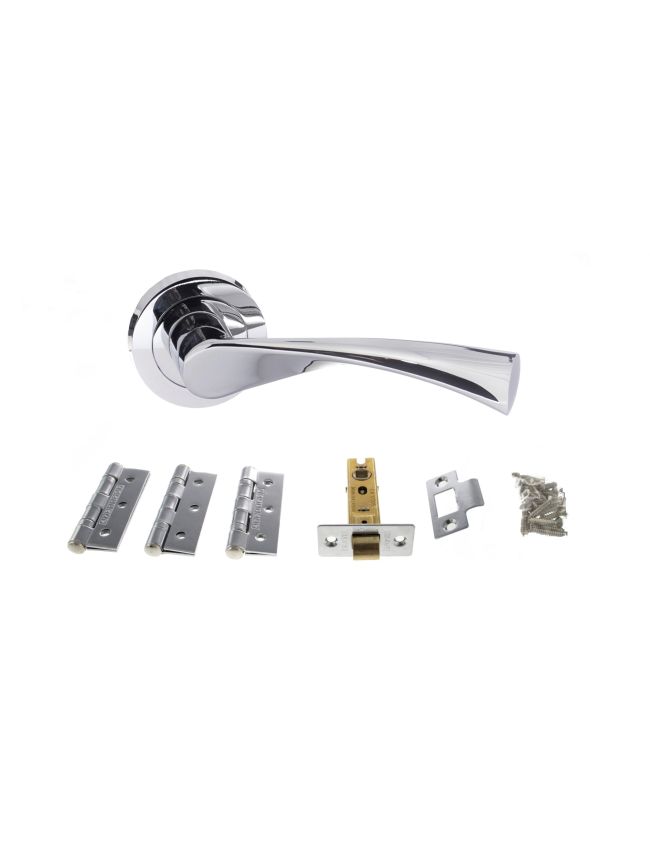 Atlantic Colorado Door Pack Bundle (3" Latch + 3"x2" Hingesx3) - Polished Chrome