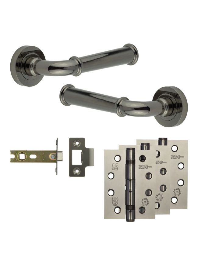 Complete Classic Door Handle Pack - Internal Doors - Black Nickel - 76mm / 4-inch Hinges - JE-A3A-BN