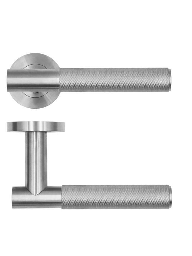 Zoo Hardware Orta Lever on Round Rose - Satin Stainless