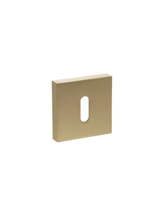 STATUS Key Escutcheons on S4 Square Rose - Satin Brass (Pair)