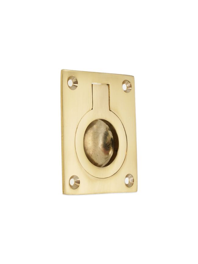 Ring Pull Square Flush Polished Brass
