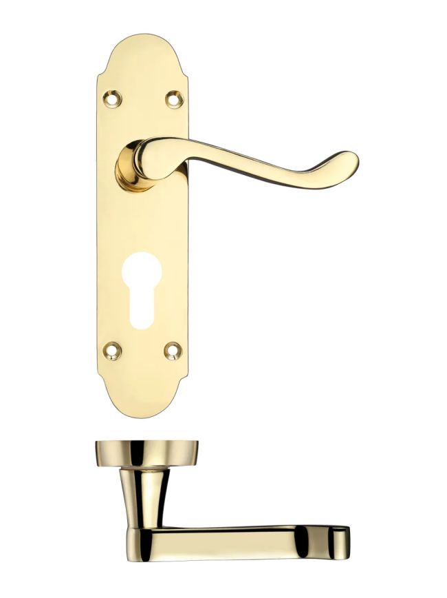 Zoo Hardware Project Oxford lever on euro backplate - 168mm x 42mm - Electro Brass