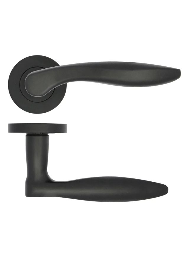 Zoo Hardware Cadiz lever on rose - Matt Black