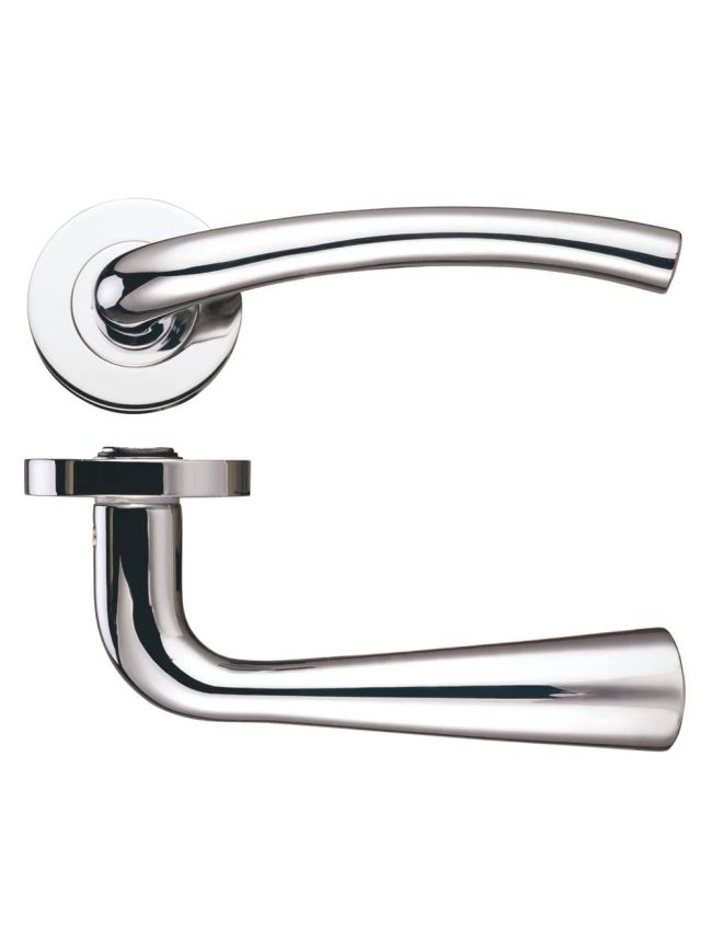 Zoo Hardware Assisi lever on round rose - Polished Nickel