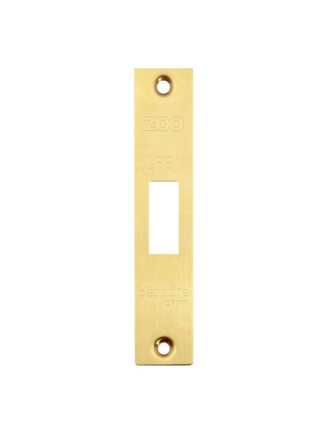 Zoo Hardware Square Forend, Strike and Escutcheon Pack t/s ZFB01 Fire Brigade Lock - PVD Satin Brass
