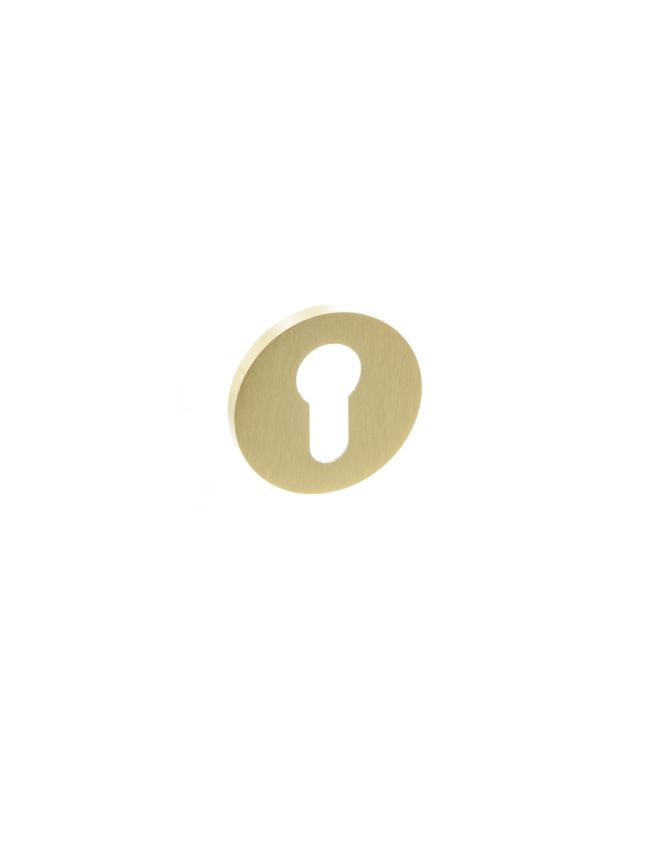 Millhouse Brass Euro Escutcheons on 5mm Slimline Round Rose - Satin Brass (Pair)