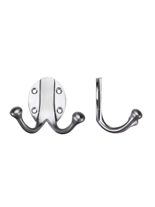 Zoo Hardware Double Robe Hook - Satin Chrome