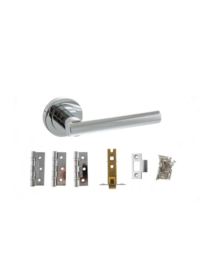 Atlantic Nebraska Door Pack Bundle (3" Latch, 3"x2" Hingesx3) - Polished Chrome