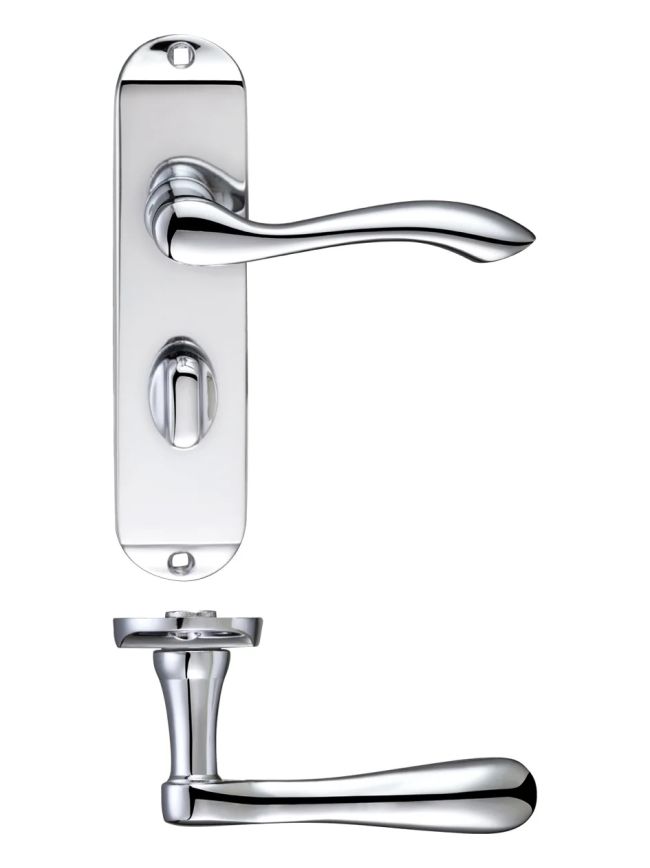 Zoo Hardware Arundel Lever Bathroom (57mm c/c) Furniture - Short Plate - Chrome