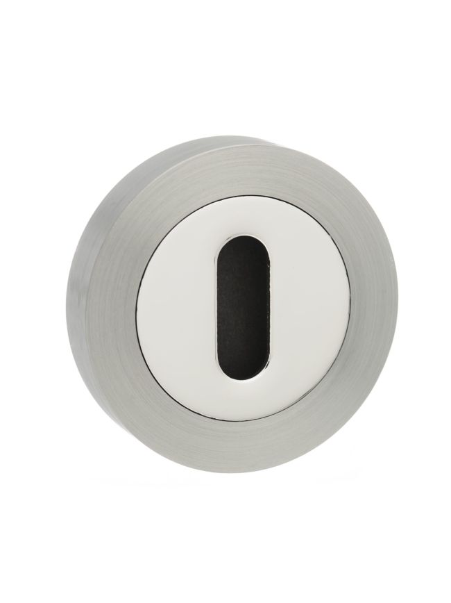 Senza Pari Key Escutcheons on Round Rose - Satin Nickel/Chrome Plate (Pair)