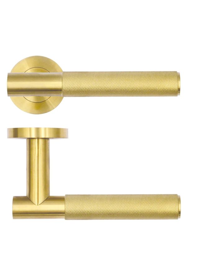 Zoo Hardware Orta Lever on Round Rose - PVD Satin Brass