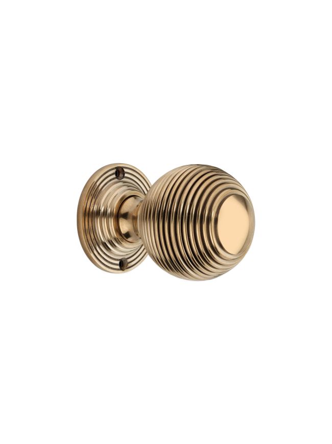 Reeded 60mm Rim/Mortice Door Knob Aged Brass