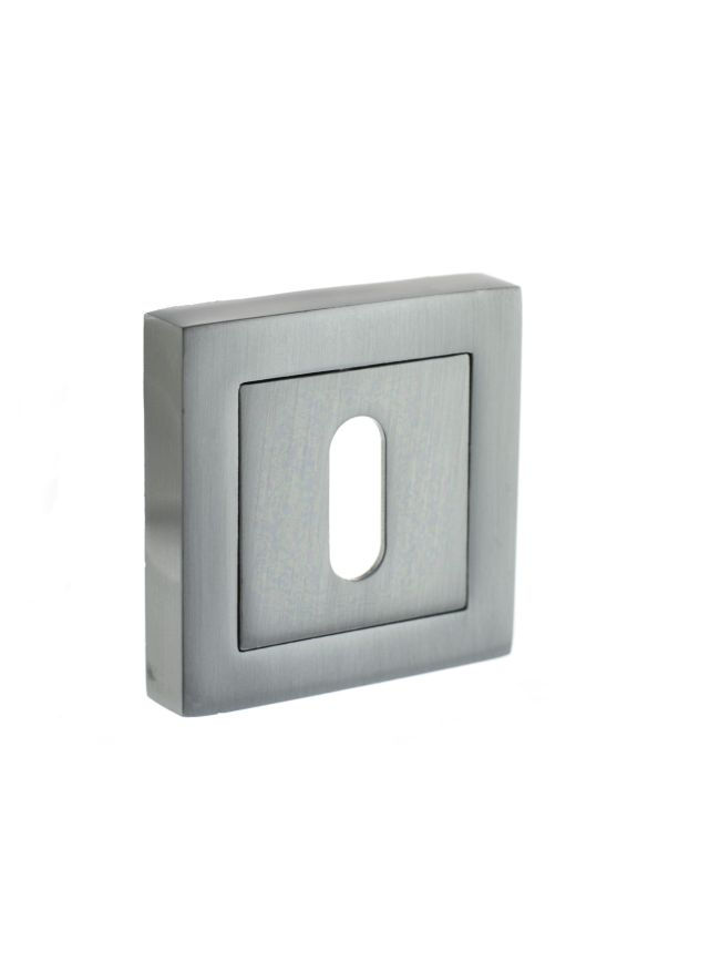 STATUS Key Escutcheons on S4 Square Rose - Satin Chrome (Pair)