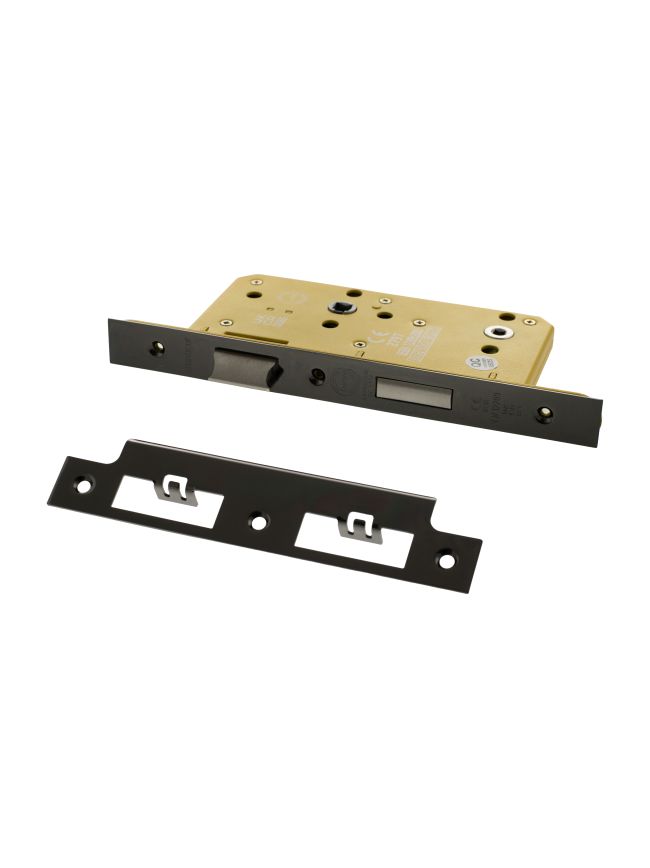 Atlantic DIN Heavy Duty Bathroom Lock Single Turn 60mm backset - Black Nickel