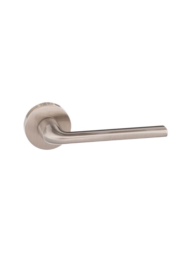 Forme Milly Lever Door Handle on Minimal Round Rose - Satin Nickel (Pair)
