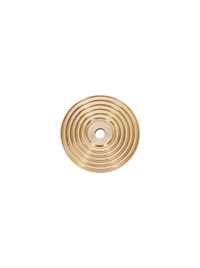 Reeded Round Backplate for Cupboard Knobs Polished Brass