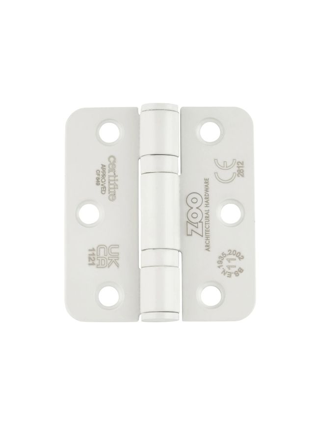 Zoo Hardware Grade 11 Ball Bearing Hinge Stainless Steel Radius - Grade 201 -76 x 67 x 2.5mm - White
